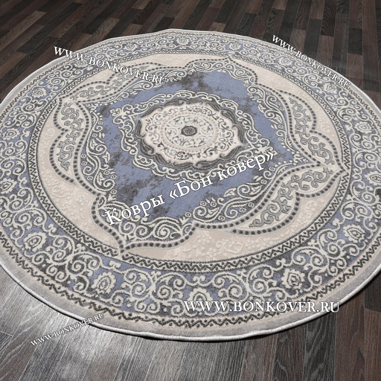 Круглый ковер в гостиную дизайн 01 Синий