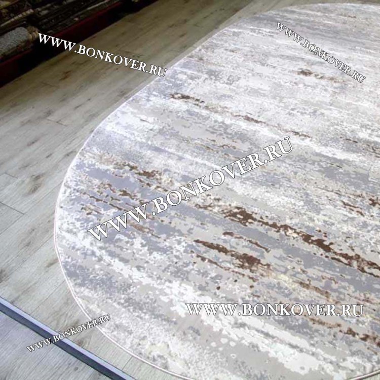 Ковер Турция Современный Дизайн 25 Серый с Коричневым Овал