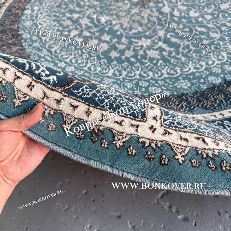 Турецкий Ковер Для гостиной New дизайн 376 Синий Овал