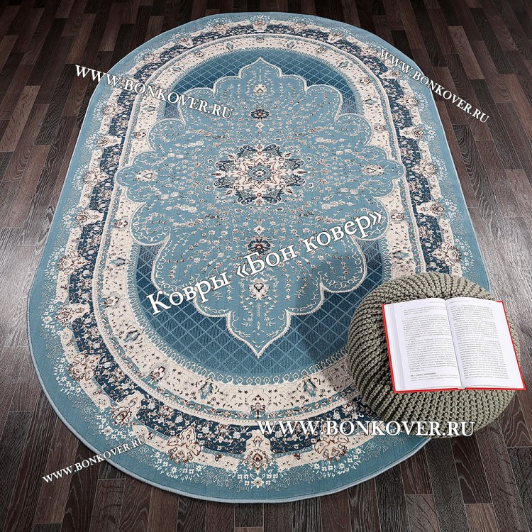 Турецкий Ковер Для гостиной New дизайн 380 Синий Овал